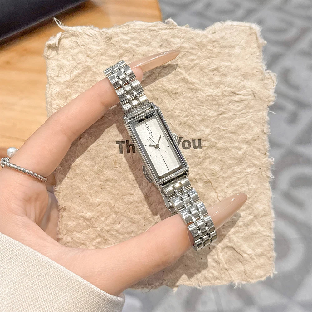 GEDI Square Watch Stainless Steel Gold Vintage Watches for Woman Luxury Elegant Waterproof Quartz Wristwatch Gifts Girlfriend