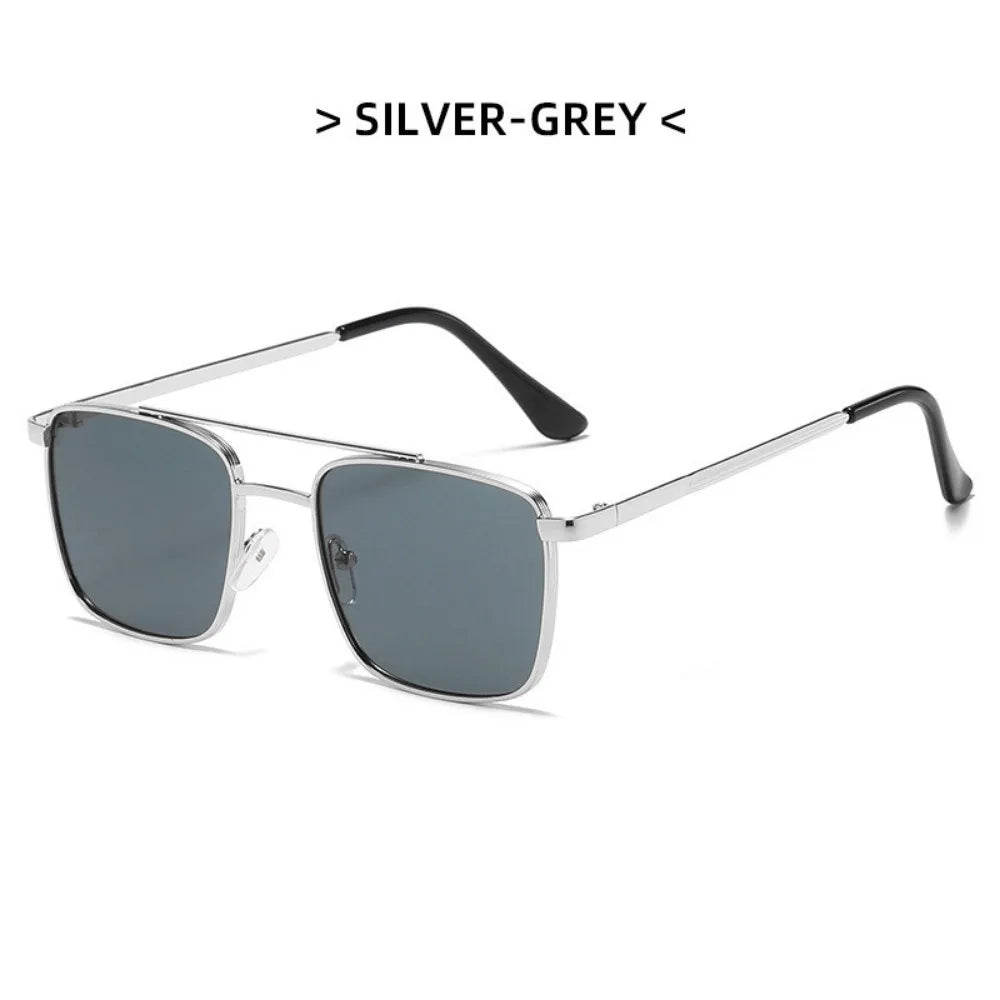 Fashion Metal Square Frame Women's Outdoor Sunglasses Classic Double Beam Glasses