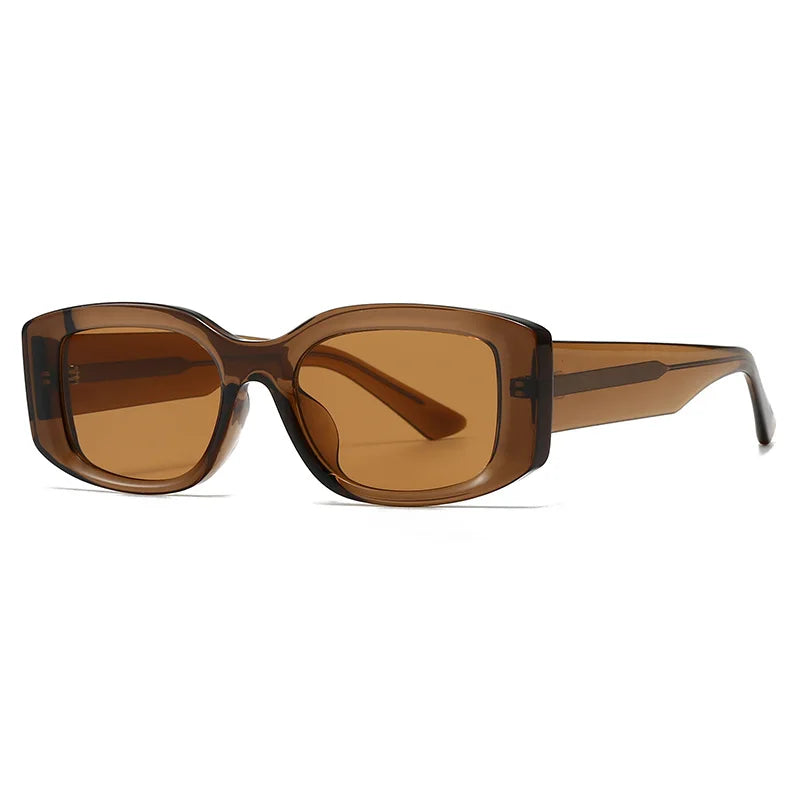 JNPCXI Fashion Square Jelly Color Women Sunglasses Shades UV400 Fashion Tea Gradient Men Punk Rivets Sun Glasses