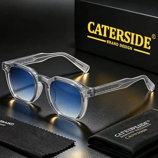 CATERSIDE Retro Punk Men Sunglasses Small Frame Square Personalized Design Sun Glasses Women Travel Party Business Festival Gift