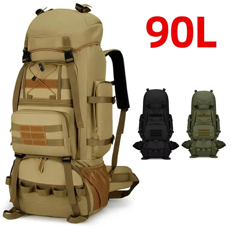 90L Tactical Backpack Travel Camping Luggage Molle Bag Outdoor Hiking Trek Bags