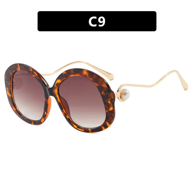 JNPCXI Vintage Round Women Luxury Sunglasses Fashion Pearl Design Glasses Frames UV400 Female Spectacles Frame