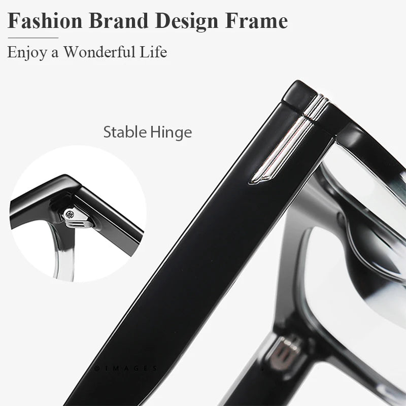 CATERSIDE Men Anti Blue Light Glasses for Square TR90 Frame Ultralight Retro Plain Glasses Trendy Myopia Computer Eyewear Frame