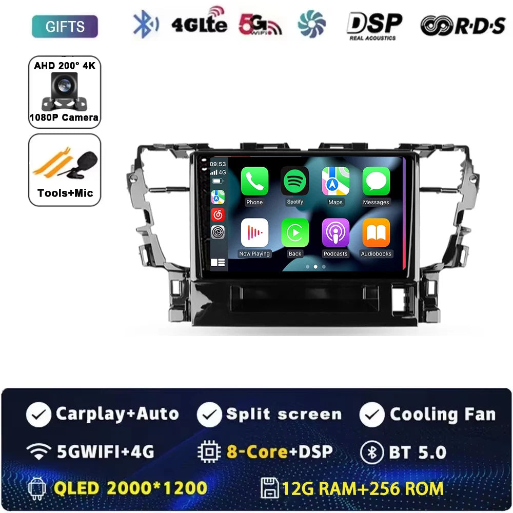 For Toyota Alphard H30 2015 - 2020 Android 15 Car Radio GPS Navigation QLED Carplay Auto Multimedia Stereo Player BT