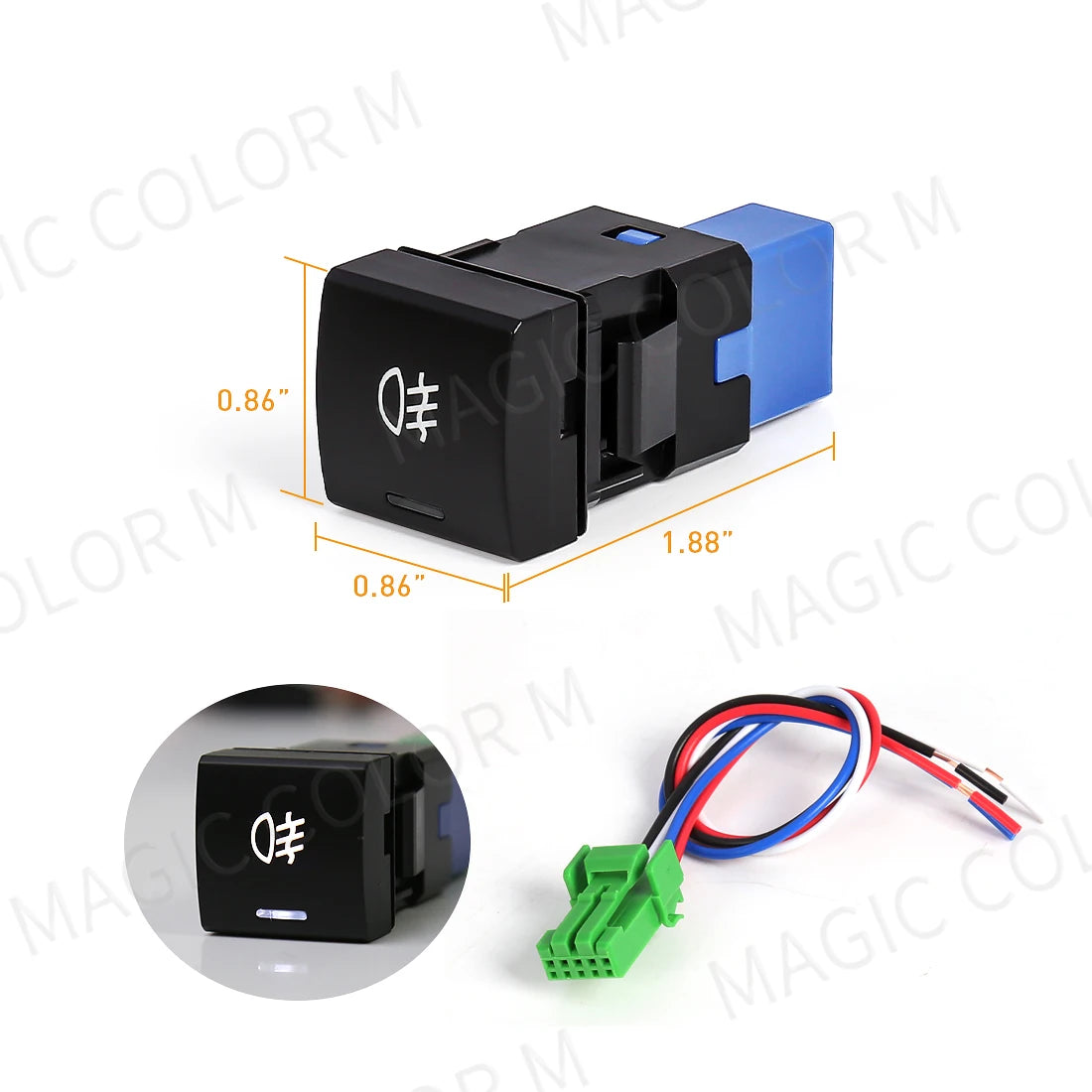 Fog Light Socket Switch Indicator LED On Off Push Button For Toyota Honda Nissan Mitsubishi Ford Suzuki Kia Car Accessories 12V