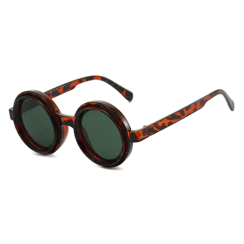 JNPCXI Vintage Round Punk Men Polarized Sunglasses Shades UV400 Fashion Women Adjustable Dimming Outdoor Sun Glasses