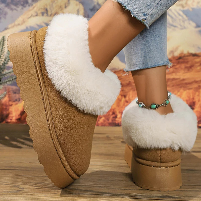 Winter Thicken Plush Warm Snow Boots for Women Plus Size 36-43 Non Slip Cotton Padded Shoes Woman faux fur platform Ankle Boots