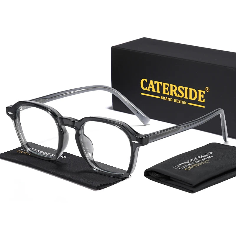 CATERSIDE Square Men's Optical Eyeglass Frame Retro High Quality Brand Eyewear Women's Anti Blue Light Decoration Glasses