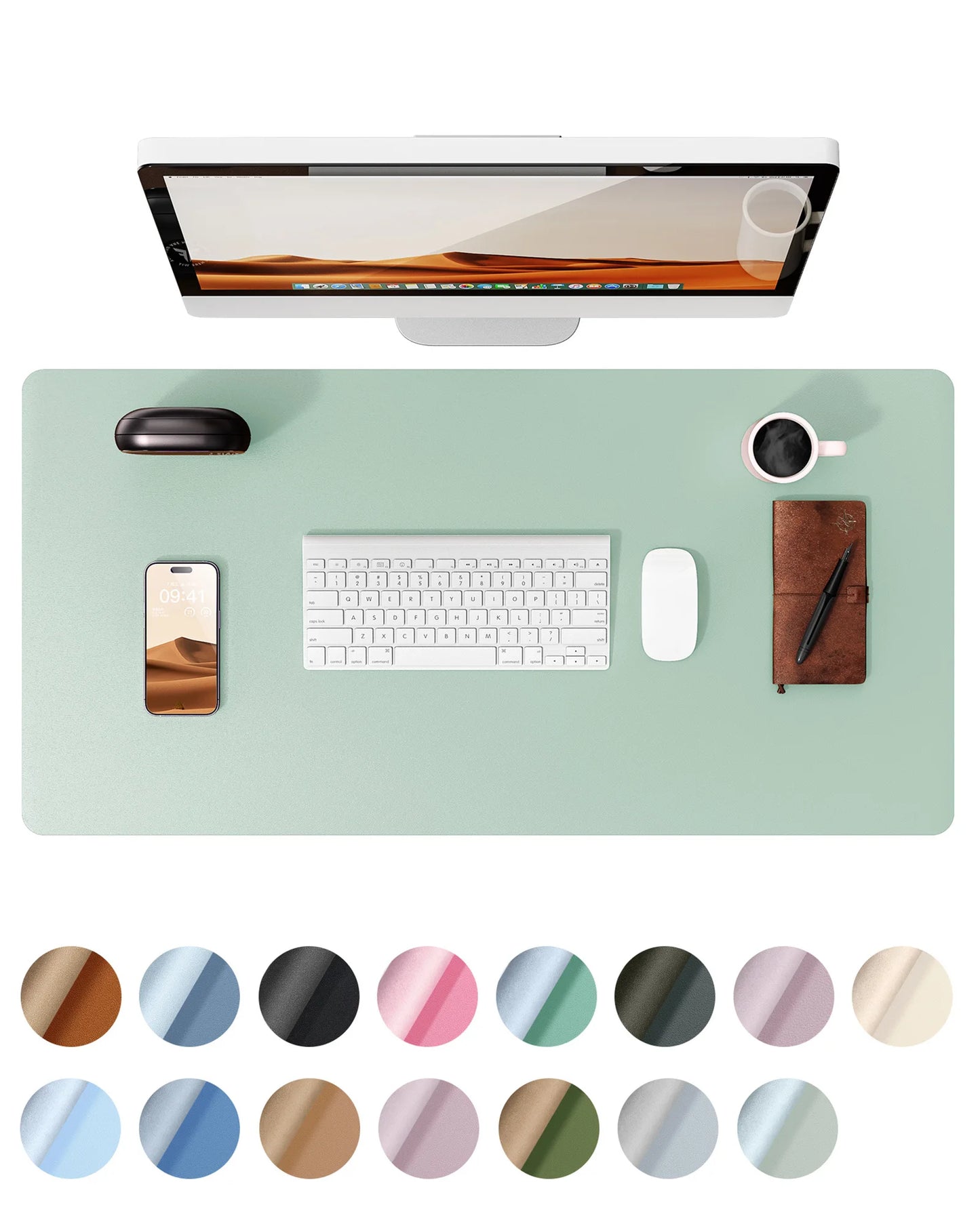 Large Size Leather Desk Pad Protector, Office Desk Mat, Large Mouse Pad, Non-Slip PU Leather Desk Blotter, Laptop Desk Pad