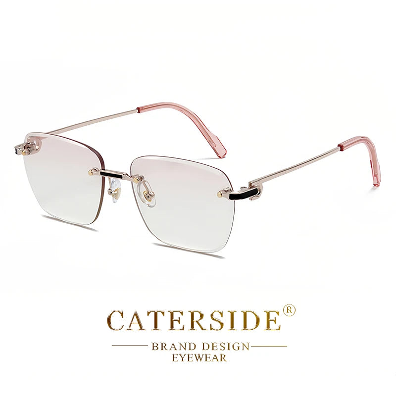 CATERSIDE New Pilot Rimless Sunglasses Men Gradient Sun Glasses Women Retro Business Shopping UV400 Lunette De Soleil Homme