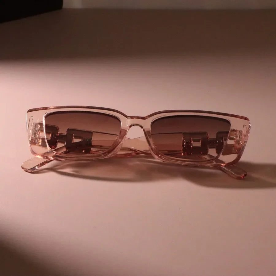 Champagne Square Designer Sunglasses Women Small Frame Mirror Fashion glasses