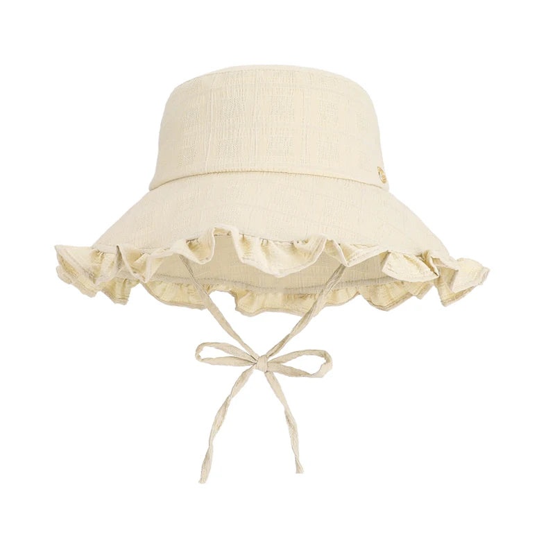 6156-New spring and summer women's outdoor hats, fashionable and versatile sun hats with lace trim and large brim, fishermanhats