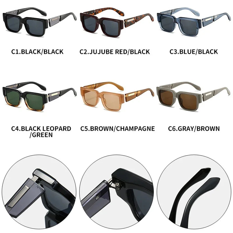 JNPCXI Ins Popular Fashion Square Women Luxury Sunglasses Shades UV400 Retro Men Punk Dark Blue Sun Glasses