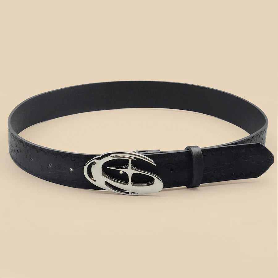 Pu Leather Jeans Belt Simple Fashion Casual Gothic Moon Star Buckle Belt Design Y2K Belt Vintage