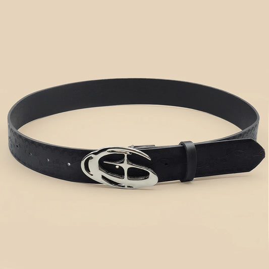 Pu Leather Jeans Belt Simple Fashion Casual Gothic Moon Star Buckle Belt Design Y2K Belt Vintage