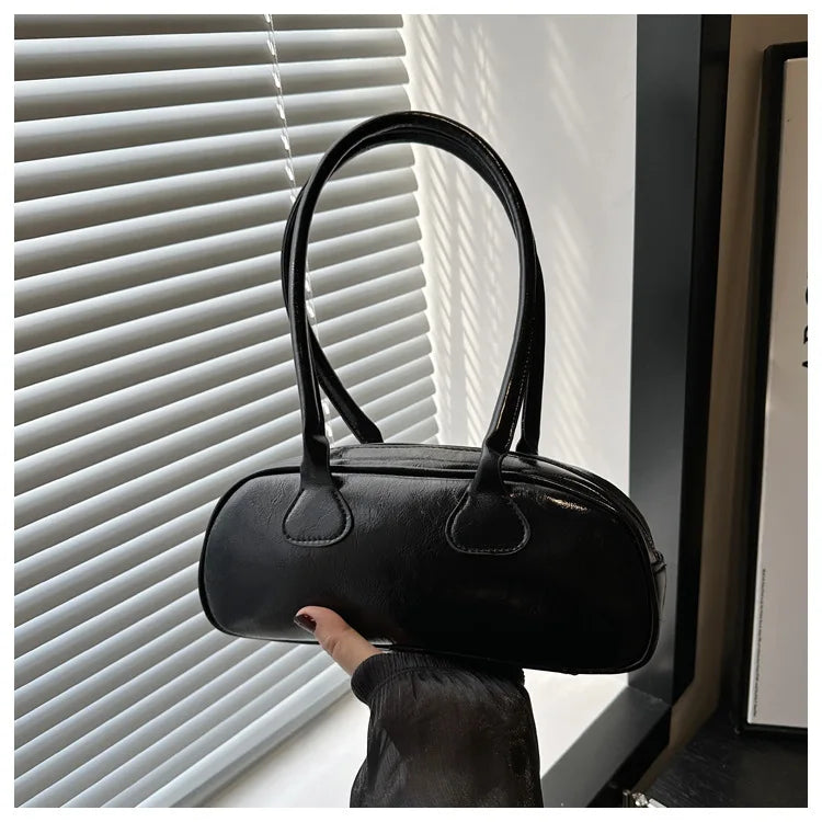 Advanced Sense Retro Pu Zipper Ladies Shoulder Bags Light Luxury Bags for Women