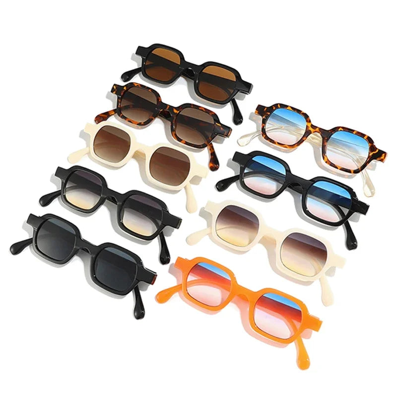 JNPCXI Fashion Small Polygon Square Women Sunglasses Retro Gradient Men Shades UV400 Sun Glasses