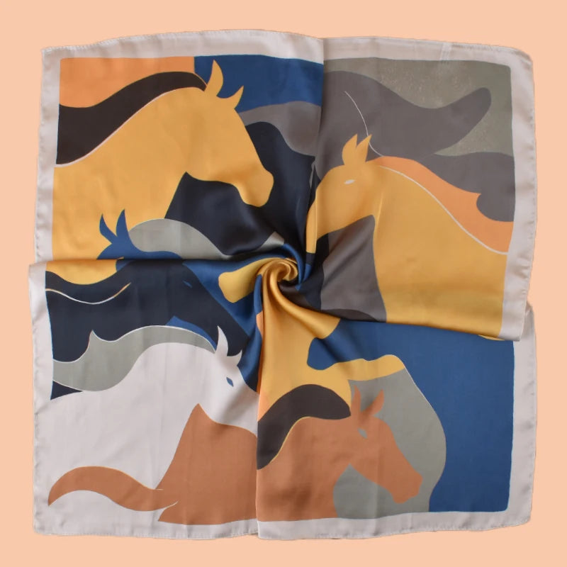 1pc Women's Camouflage Horse Head Print Thin Satin Silk-Like Square Scarf Bohemian Casual Neck Scarf Shawl Lightweight