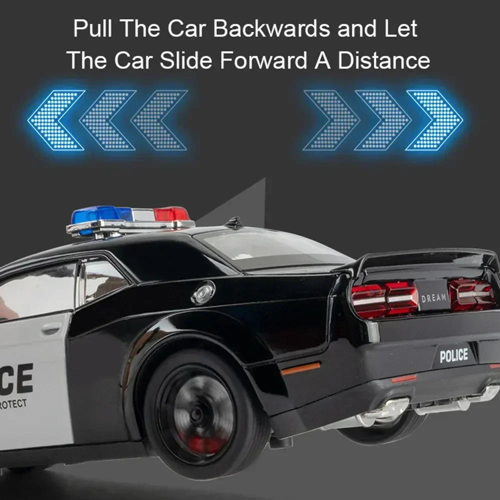1:24 Hellcat Viper Alloy Police Cars Diecasts Models Toys Sound Light Pull Back Doors Opened Vehices Toy Boys Birthday Presents
