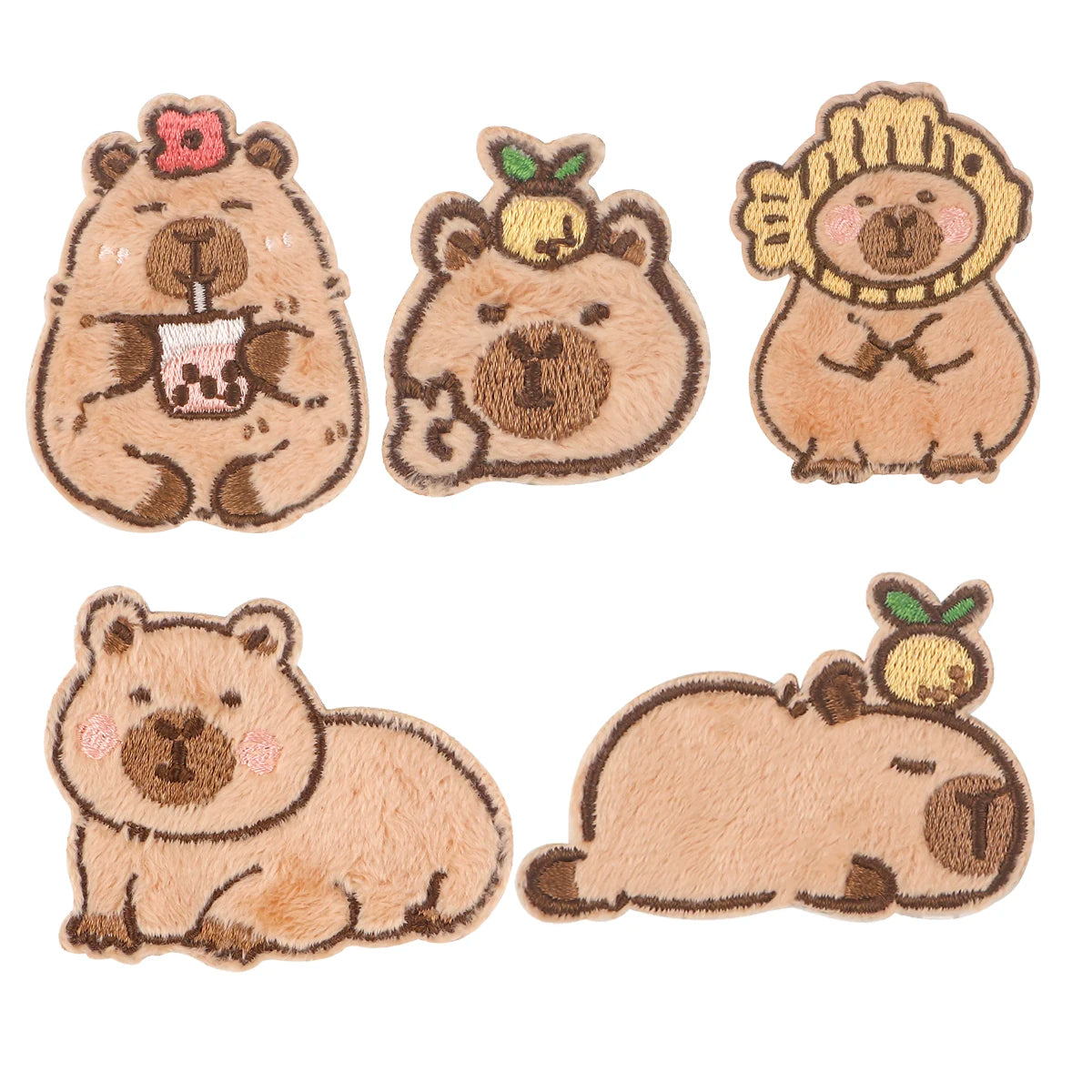 Cute Capybara Embroidery Patch Cartoon Animal Iron On Patches For Clothing Adhesive Patches On Clothes DIY Sew Badges