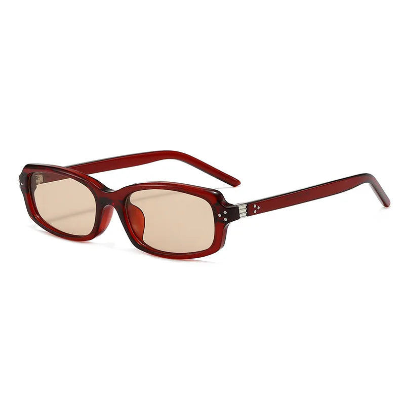 JNPCXI New Fashion Small Rectangle Sunglasses Women Shades Vintage Rivets Men Clear Lens Frame UV400