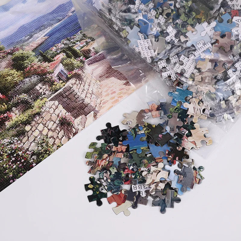 70cm*50cm 1000 Pieces Jigsaw Puzzle 1.1MM Adult Stress Relief Cartoon Landscape Art Painting Puzzle Children's Toys Gift
