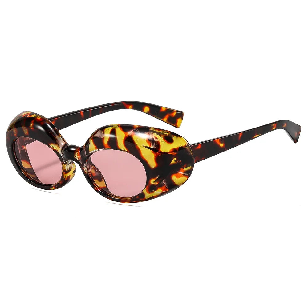 JNPCXI New Retro Oval Women Men Sunglasses Leopard Punk UV400