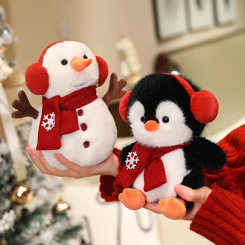 20/28cm Winter Series Plush Toy Snowman Penguin Plush Doll Soft Stuffed Animal Doll Festive Atmosphere Decor Kid Gift