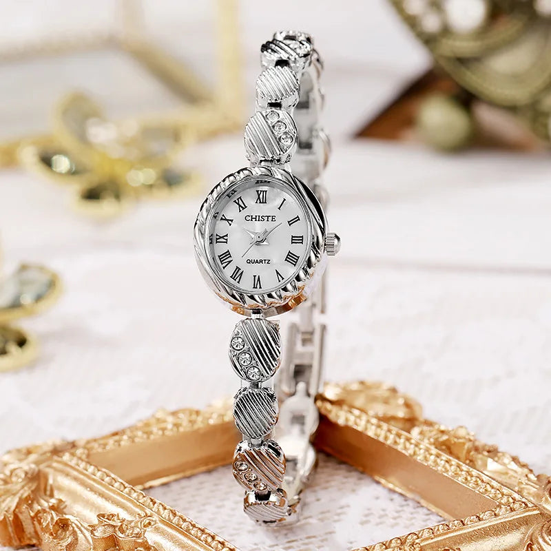 Luxury Ladies Watches Crystal Bracelets High-End Brand Women Wristwatch Elegant Gold Silver Watches Girlfriend Lady Montre Femme