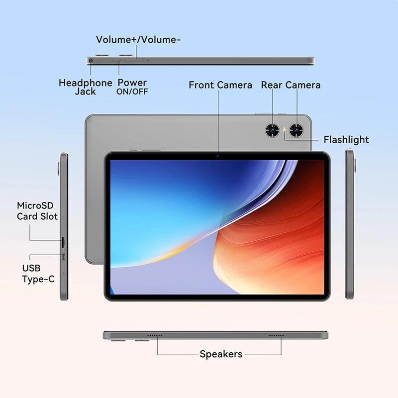 SVITOO 10.1" Android 15 Tablet, T606 Octa-Core, 12GB RAM, 128GB ROM, Face Unlock