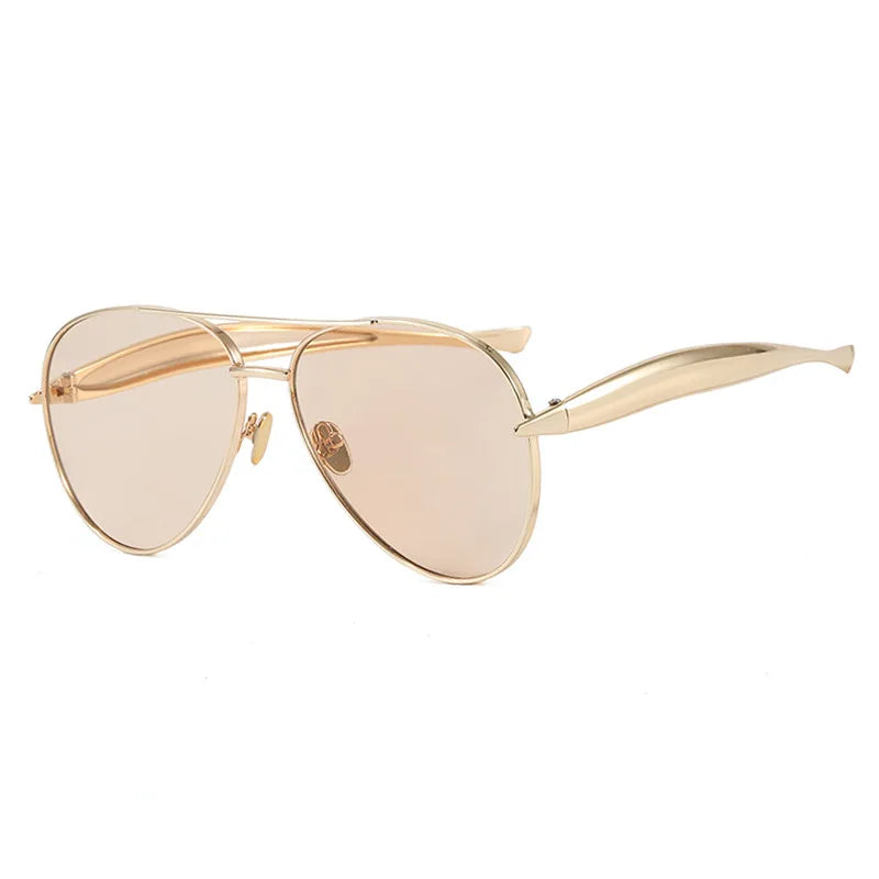 JNPCXI New Y2k Vintage Metal Pilot Sunglasses for Women Men Punk Popular Outdoor Driving Luxury Sun Glasses Shades UV400