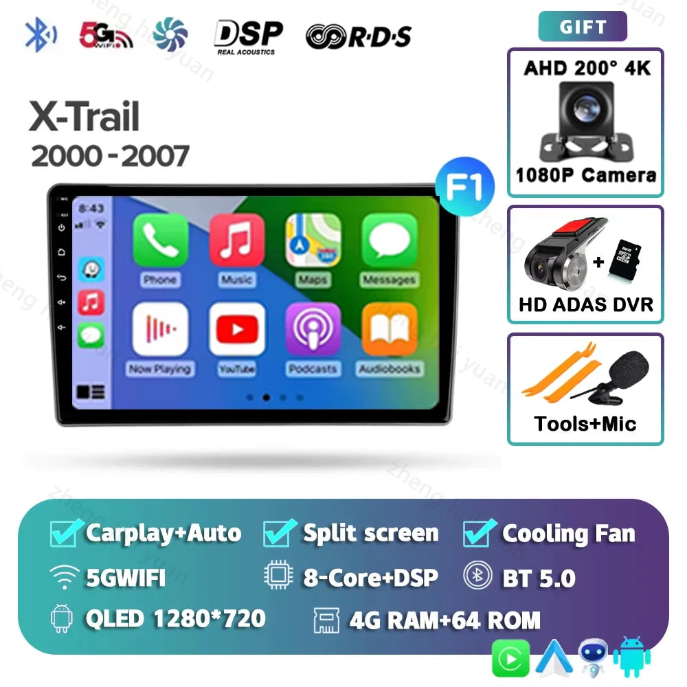 Android 15 For Nissan X-Trail X Trail X - Trail 1 T30 2000 - 2007 2K QLED CarPlay Auto Car Radio Multimedia Video Player GPS