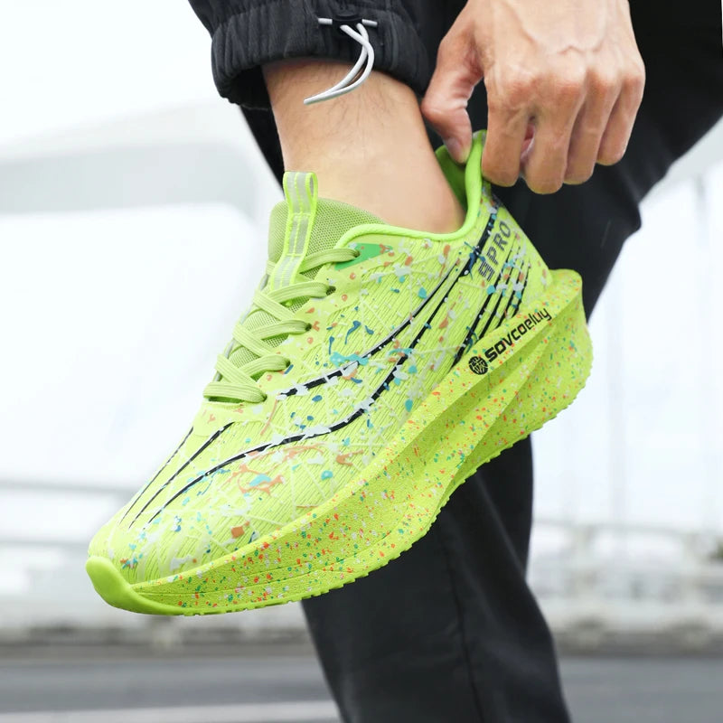 Running Shoes Men Speciality Carbon Board Marathon Sports Breathable Lightweight Women's Comfortable Athletic Nonskid Sneakers﻿