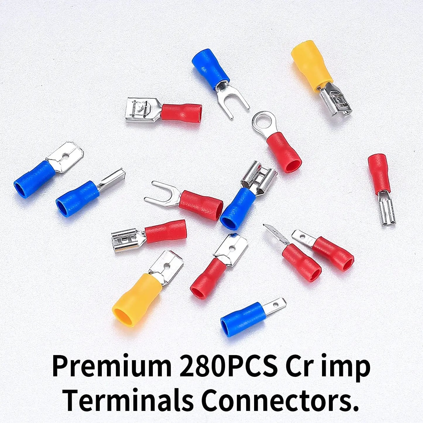 280pcs Wire Connector Kit Male Female Insulated Terminals Cold Crimp Terminals Assorted Crimp Terminals Spade Butt Connector Kit
