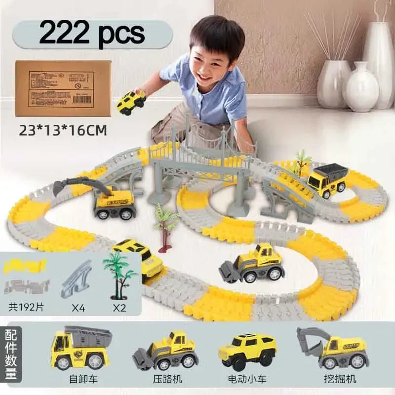 137-467pcs Children Electric Track Toy Car Engineering Car Kids Educational Toys