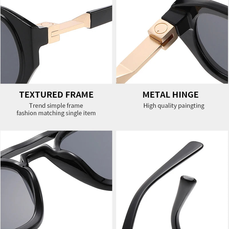 JNPCXI Retro Polygon Square Double Bridges Women Sunglasses Shades UV400 Fashion Clear Gradient Lens Men Trending Frame