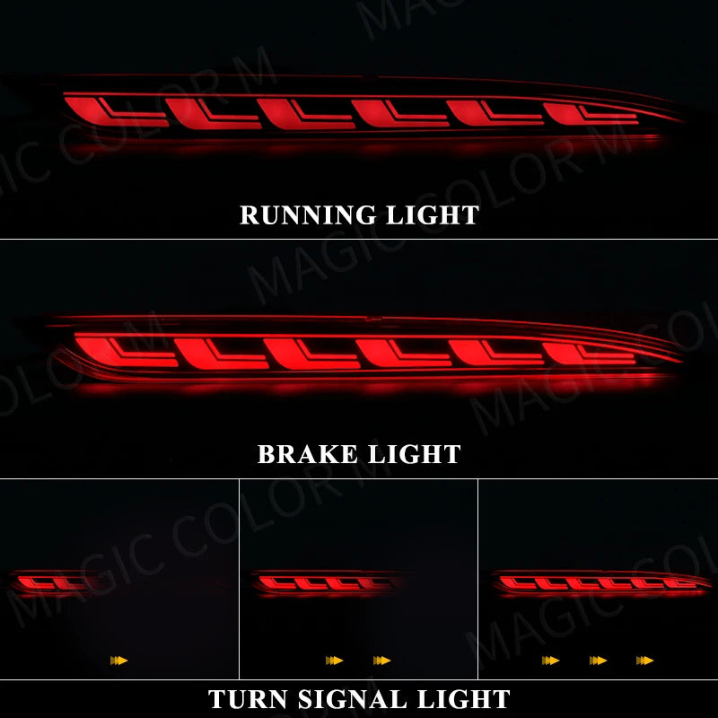 For Tesla Model 3 Model Y 2017 2018 2019 2020 2021 2022 Led Rear Bumper Reflector 3 Functions Brake Light Dynamic Turn Signal