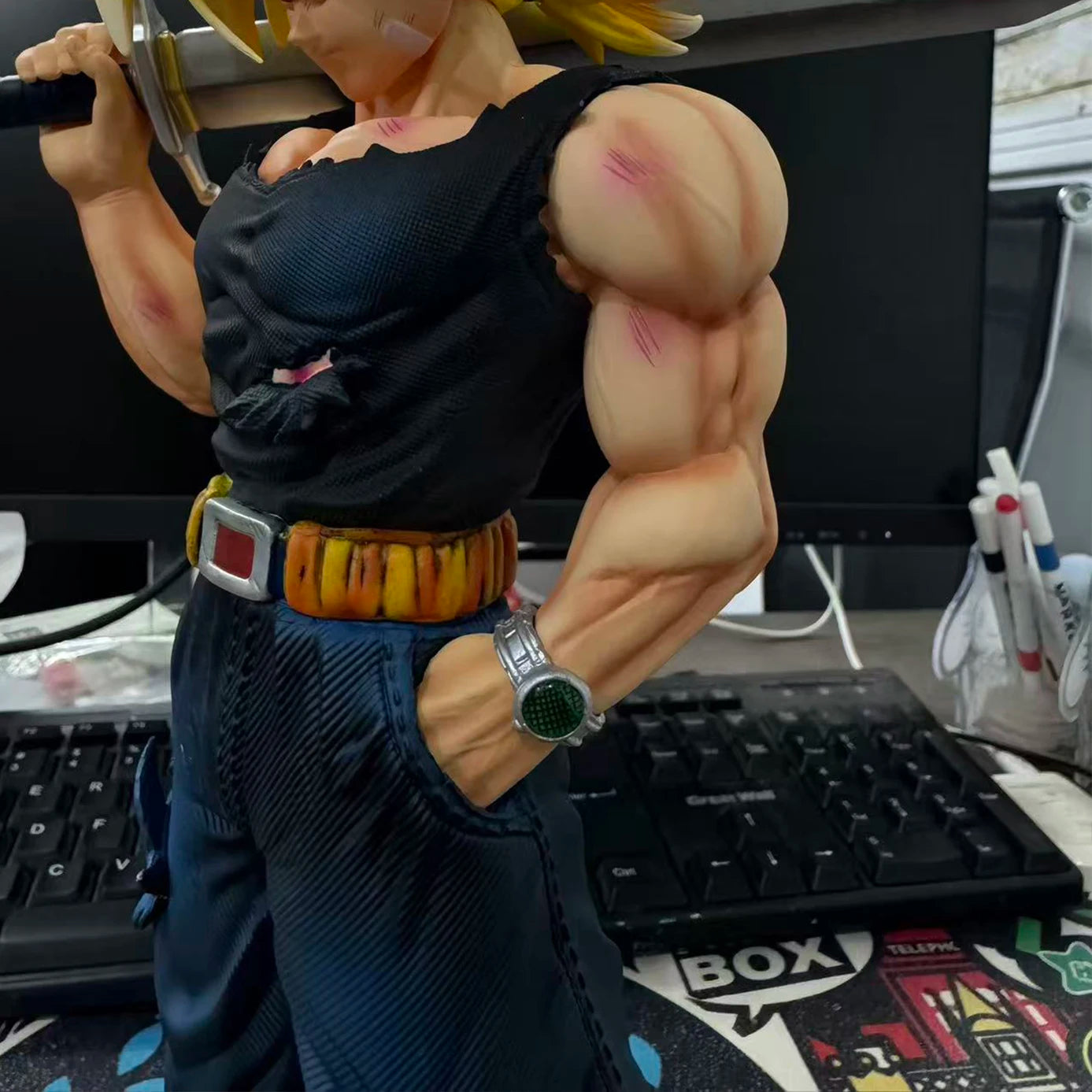 32.5cm/12.8inch Dragon Ball Z Trunks Figure Replace Heads Future Trunks Super Saiyan Action Figures Collection Mode Toys Gifts