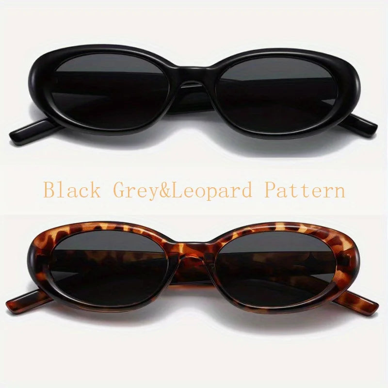 2PCS New Oval Sunglasses Women Vintage Brand Retro Black White Sun Glasses Classic Shades Female UV400