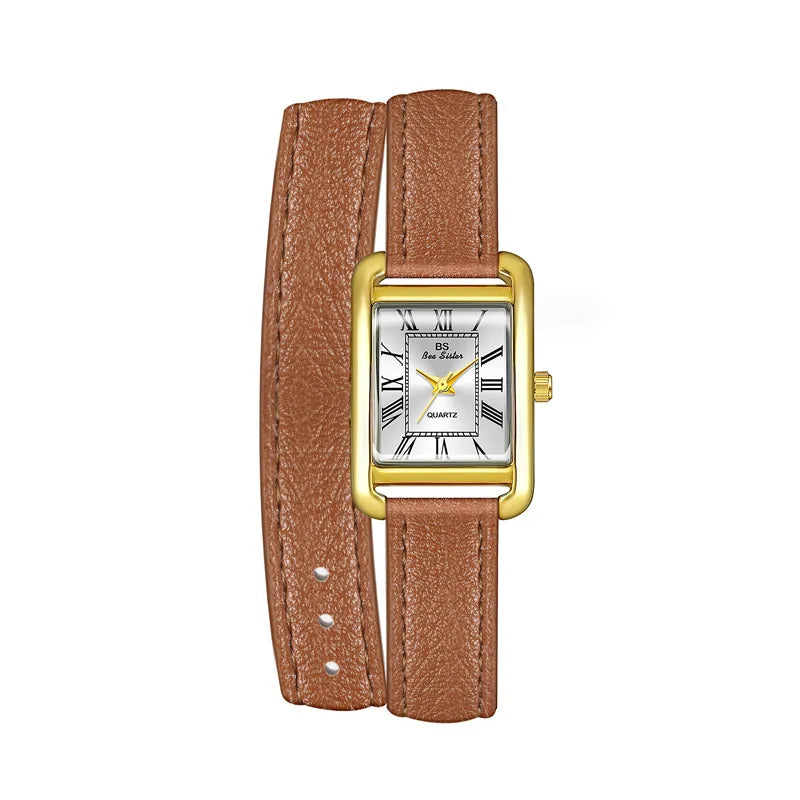 Women Watches Fashion Casual Square Black Genuine Leather Quartz Watche For Women Dress Elegant Clock Ladies Wristwatches