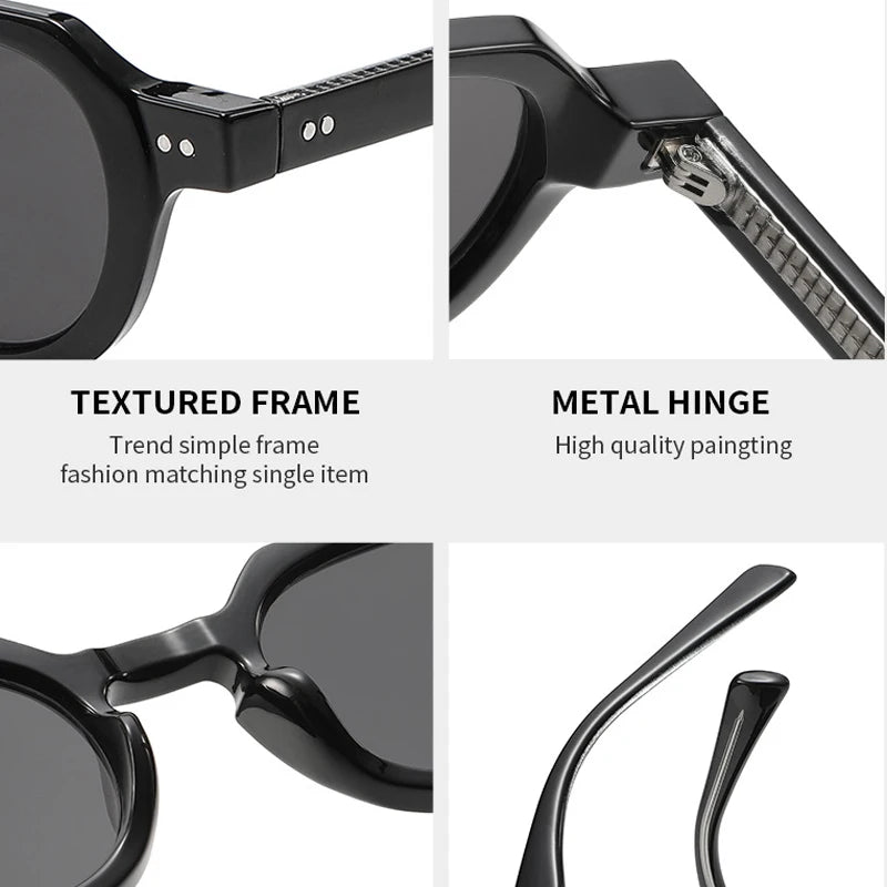 JNPCXI New Retro Rivets Round Sunglasses Women Shades Fashion Clear Lens Frame Men Punk Tea Sun Glasses UV400