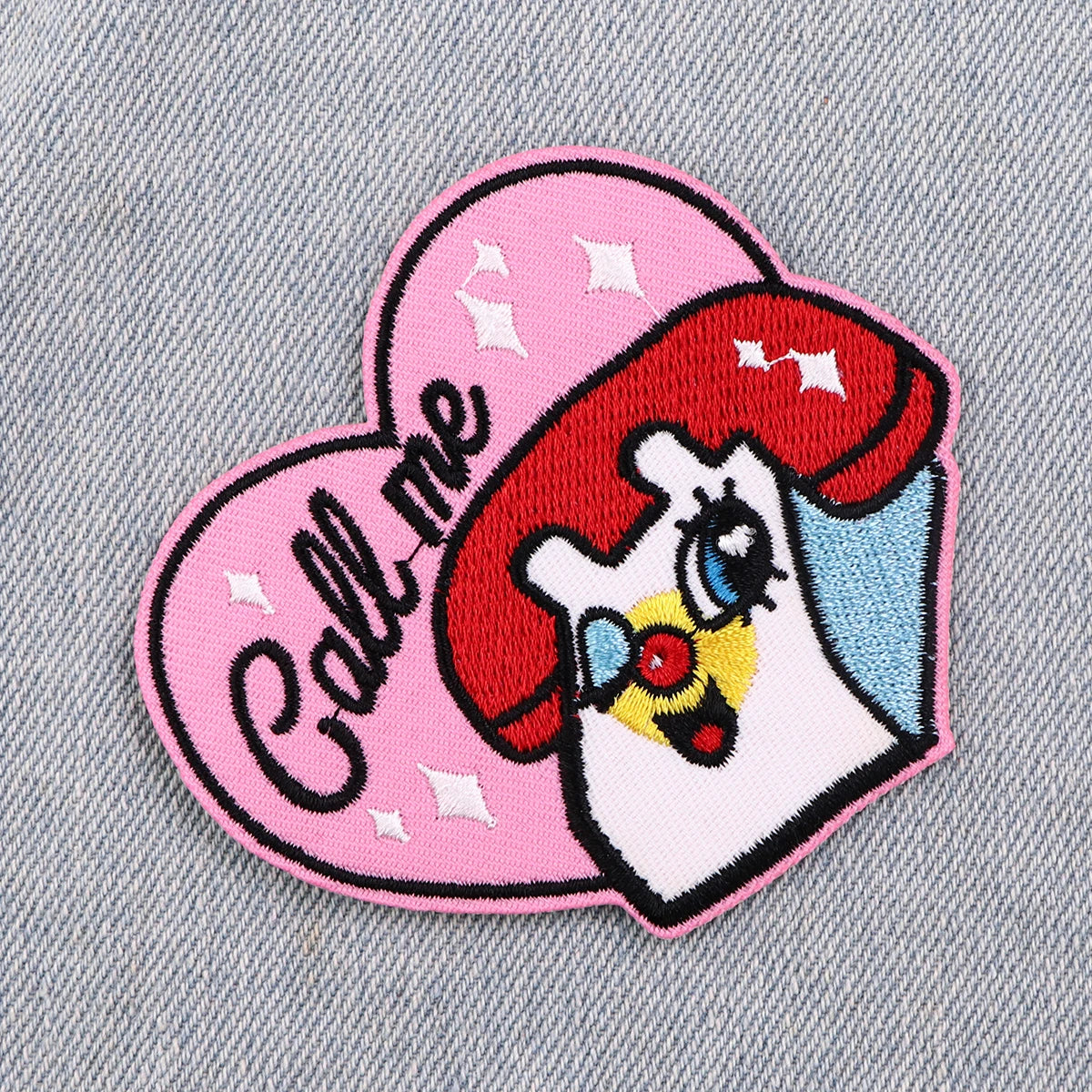 Call me Phone Iron On Patch Patches For Clothing Embroidered Patches On Clothes Decor Cartoon Patch Sew Applique Sticker