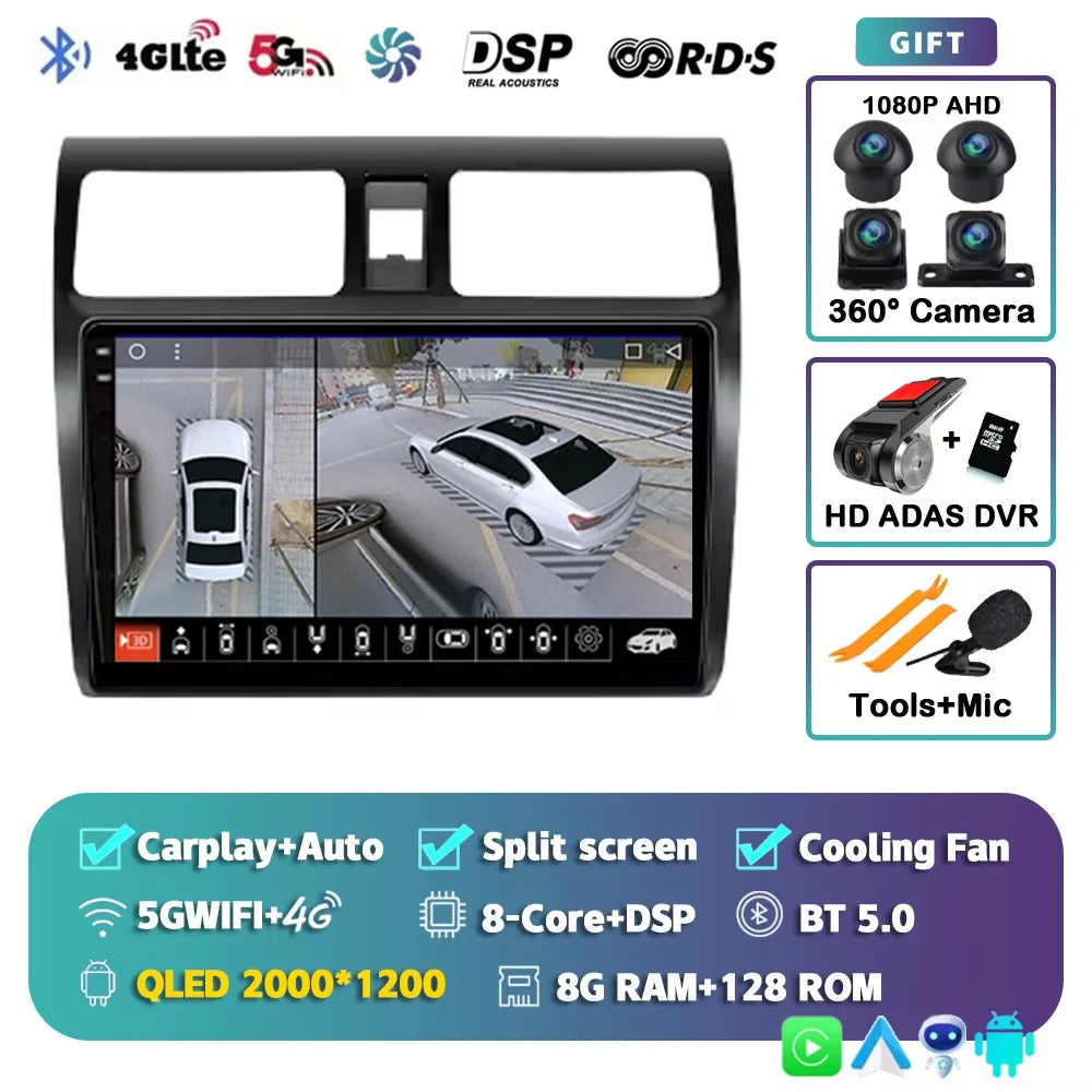 Android 15 2K 12+256GB  For Suzuki Swift 2003 - 2010 Car Radio Multimedia Video Player wireless Carplay Android Auto GPS stereo