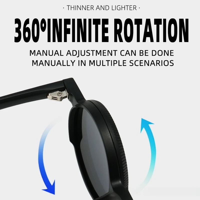 JNPCXI New Vintage Round Punk Men Sunglasses Shades UV400 Fashion Women Adjustable Dimming Outdoor Sun Glasses