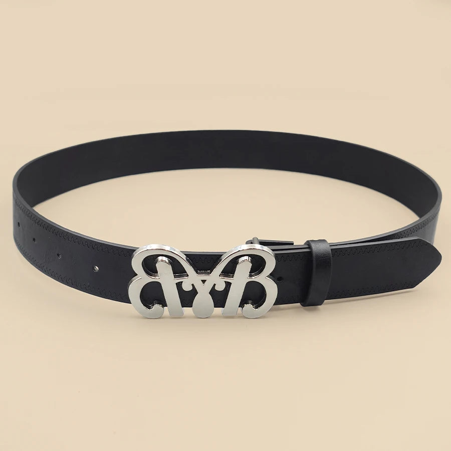 Pu Leather Jeans Belt Simple Fashion Casual Gothic Moon Star Buckle Belt Design Y2K Belt Vintage