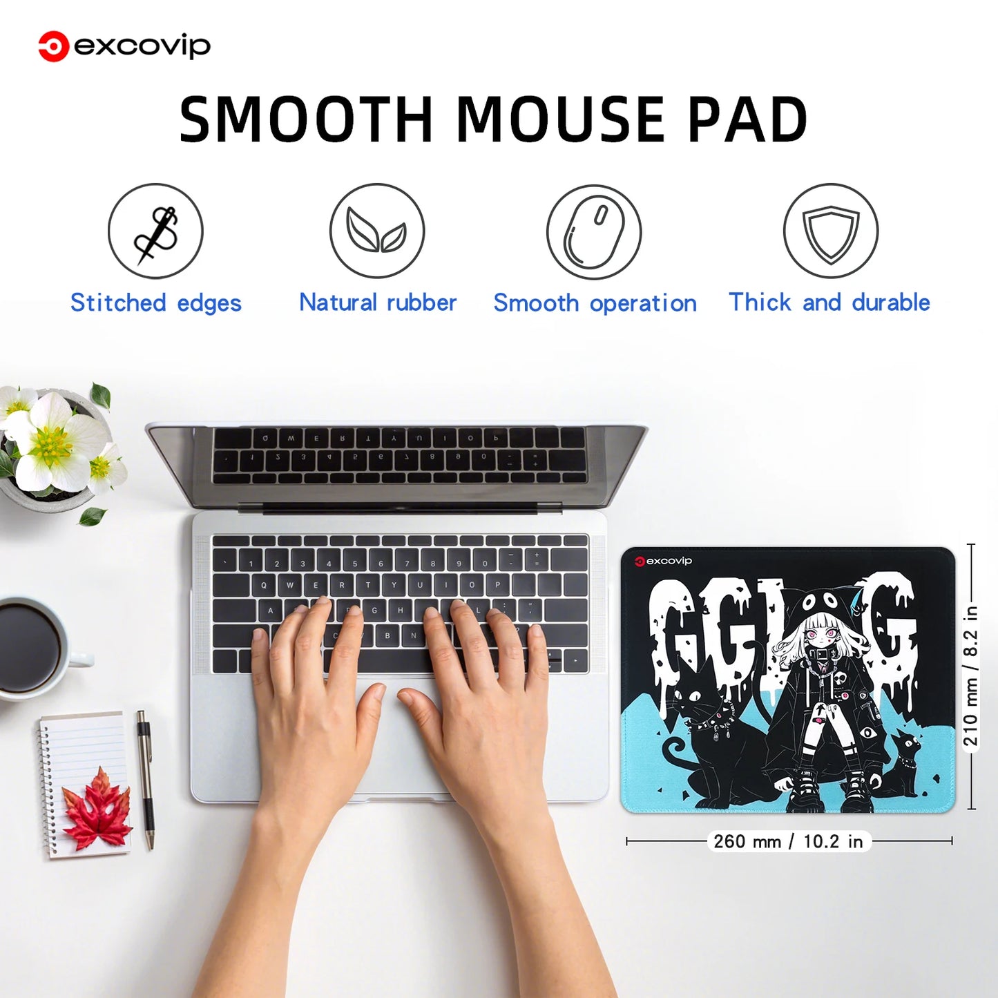 EXCO Gaming Mouse Pad with Stitched Edge Non-Slip Rubber Base Computer Mousepad Small for Office Home Laptop Portable Durable