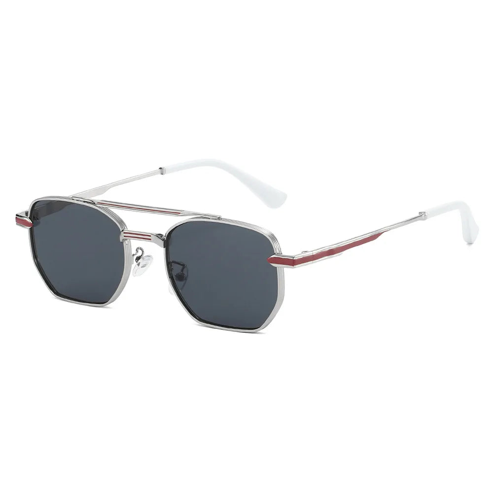 JNPCXI Fashion Pilot Double Bridges Men Sunglasses Silver Blue Gradient Shades UV400 WomenTrending Sun Glasses