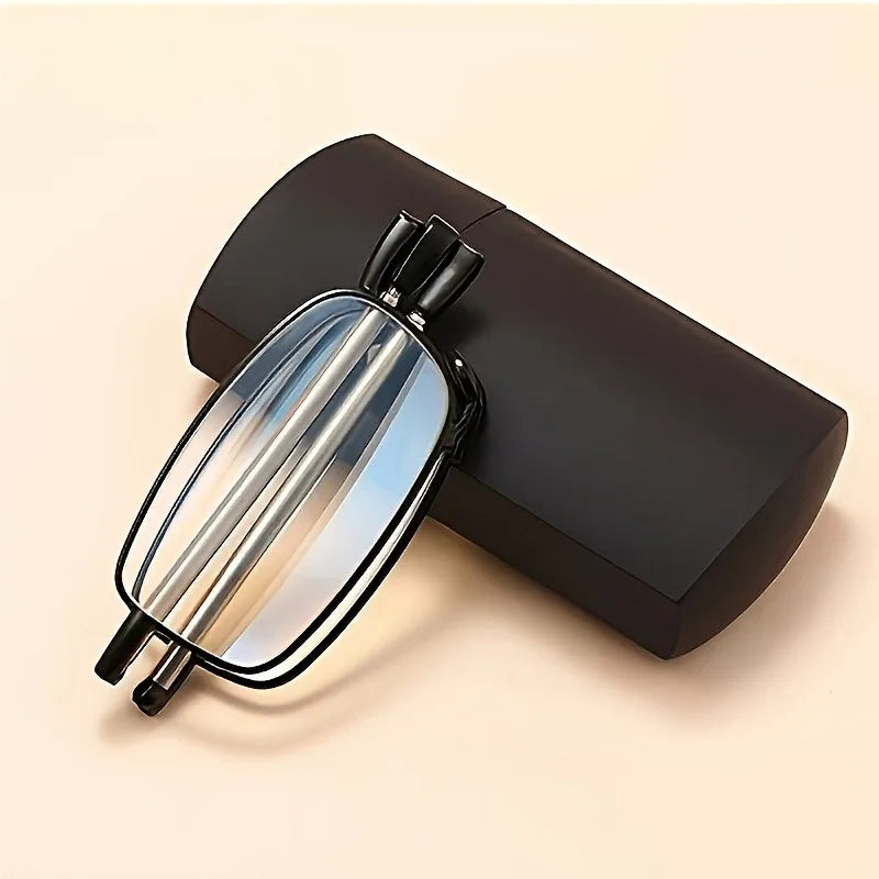 Portable Reading Glasses with+1 To+4.0 Magnification, Square Full Frame Design with Compact Hard Case Box