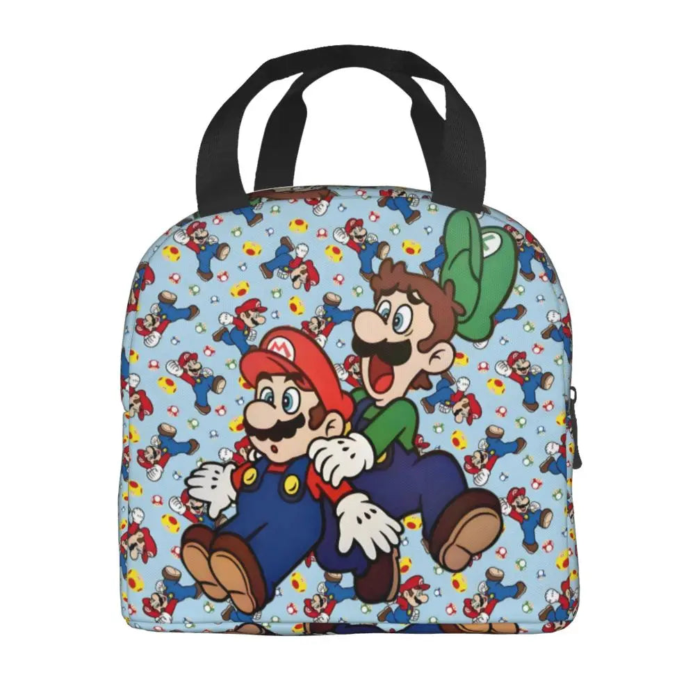 Custom Mario Super Bros Insulated Lunch Bag Reusable Thermal Cooler Lunch Box M7