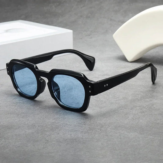 JNPCXI Retro Square Sunglasses Women Fashion Black Blue Shades UV400 Men Rivets Trending Sun Glasses